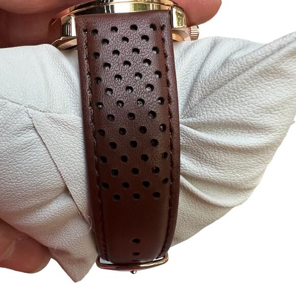 PX Perforated Leather Gold Tone Watch - Picture 3 of 8